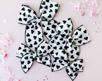 Hair Bow Black Hearts