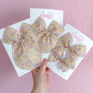 Hair Bow Dainty Yellow Floral image 1