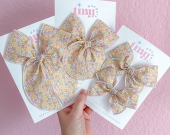 Hair Bow Dainty Yellow Floral