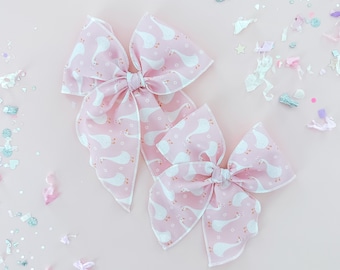 Easter Spring Fable Sailor Hair Bow Geese with Bunny Ears, crepe