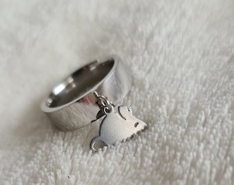 Cute ring, pet lover gift, mouse pendant, lucky charm, wealth amulet