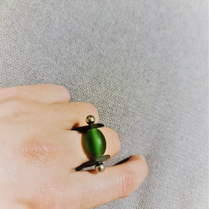Black ring, ring one of a kind, DIY ring Green