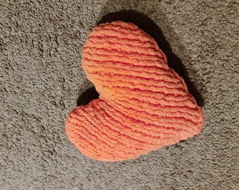 Soft colorful pillow, knitted cuddly gift, heart gift for her