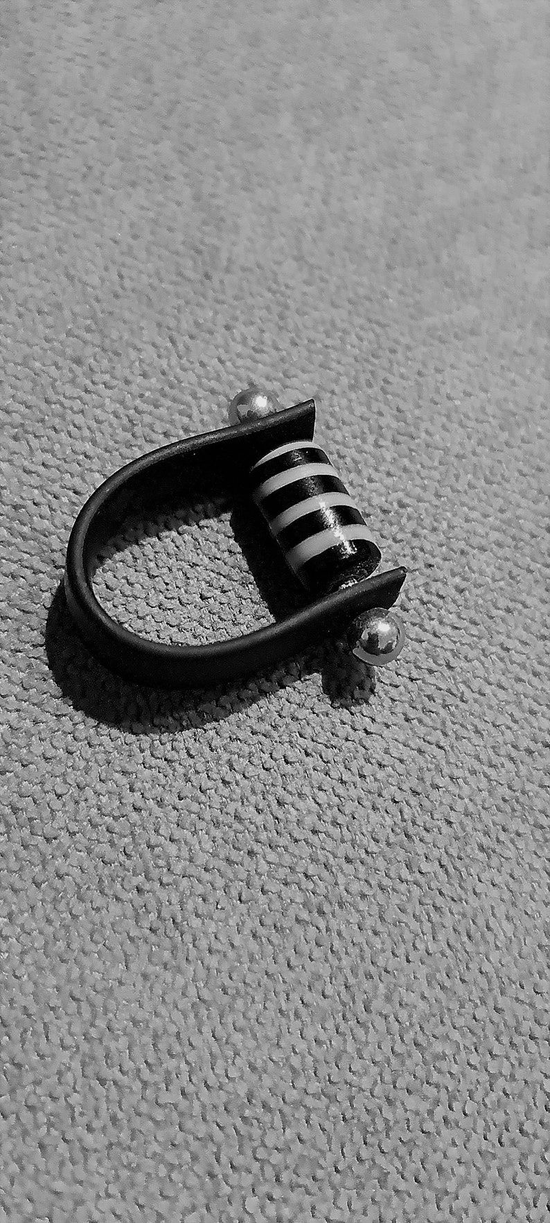 Black ring, ring one of a kind, DIY ring Striped