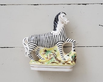 Staffordshire Zebra Figure Antique Staffordshire Animal Statue