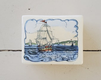 Nautical Scene Ceramic Trinket Box Eric Bailey