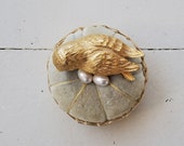 Pin Cushion with Etui Antique Pin Cushion Vintage Needle Case Bird on Nest