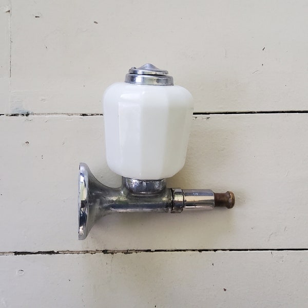 Antique Soap Dispenser Wall Mount Washroom Hardware Milk Glass