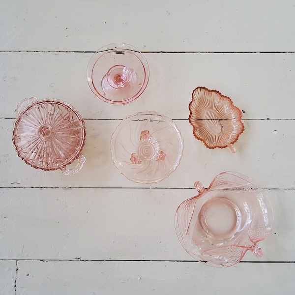 Pink Depression Glass Candy Dishes Sold Separately