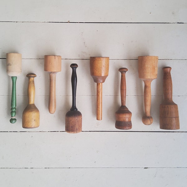 Vintage Kitchen Masher Wood Pestle Rolling Pin Antique Kitchen Primitives Se vende por separado