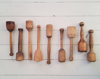 Vintage Kitchen Masher Wood Pestle Rolling Pin Antique Kitchen Primitives Sold Separately