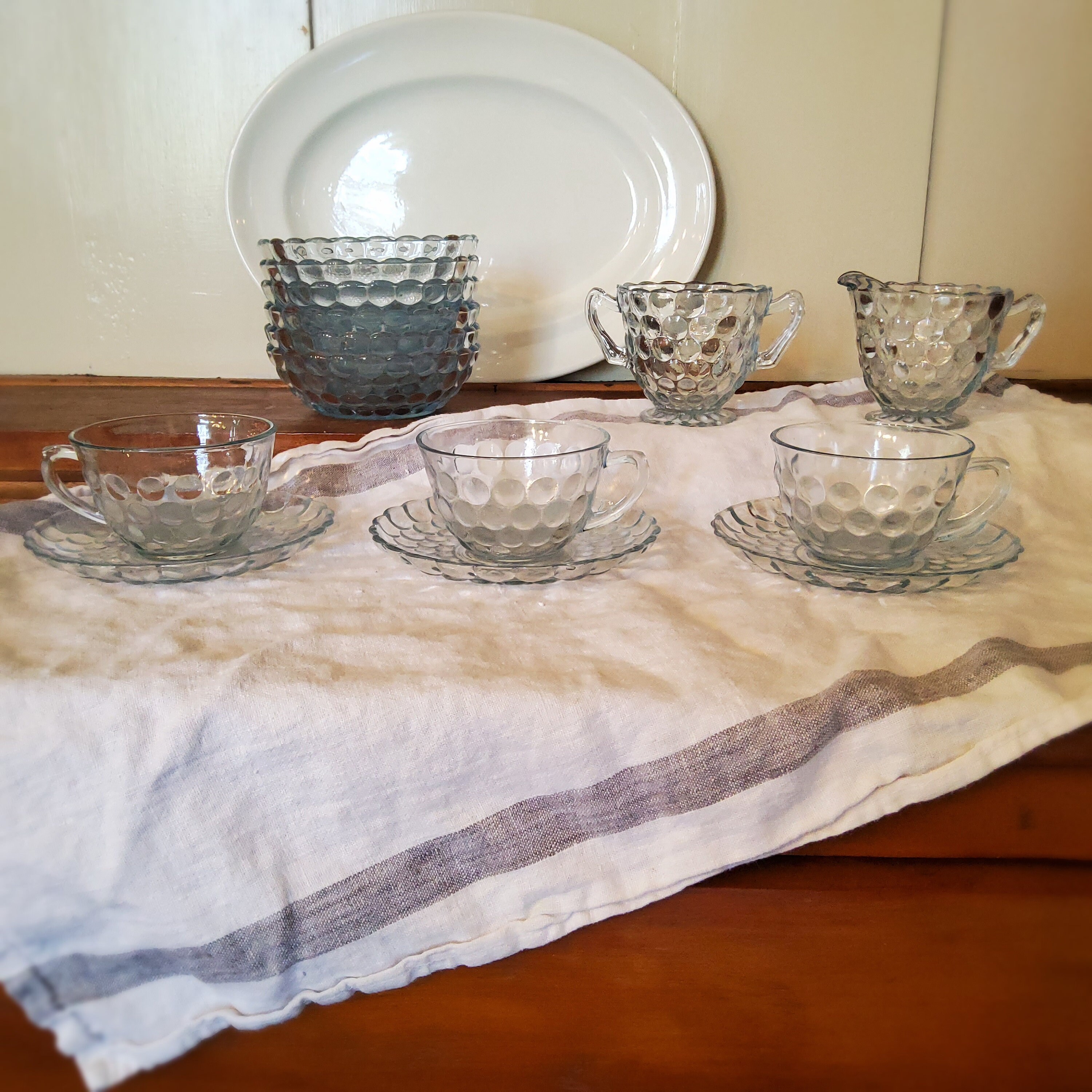 Blue Bubble Glassware Sapphire Blue Anchor Hocking Depression Etsy