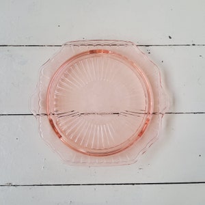 Mayfair Open Rose Hocking Glass Company Cake Plate  - Pink Depression Glass