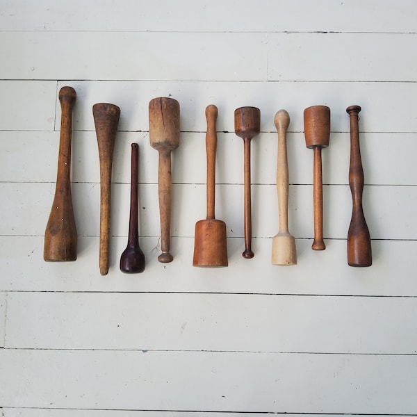Vintage Kitchen Masher Wood Pestle Rolling Pin Antique Kitchen Primitives Se vende por separado