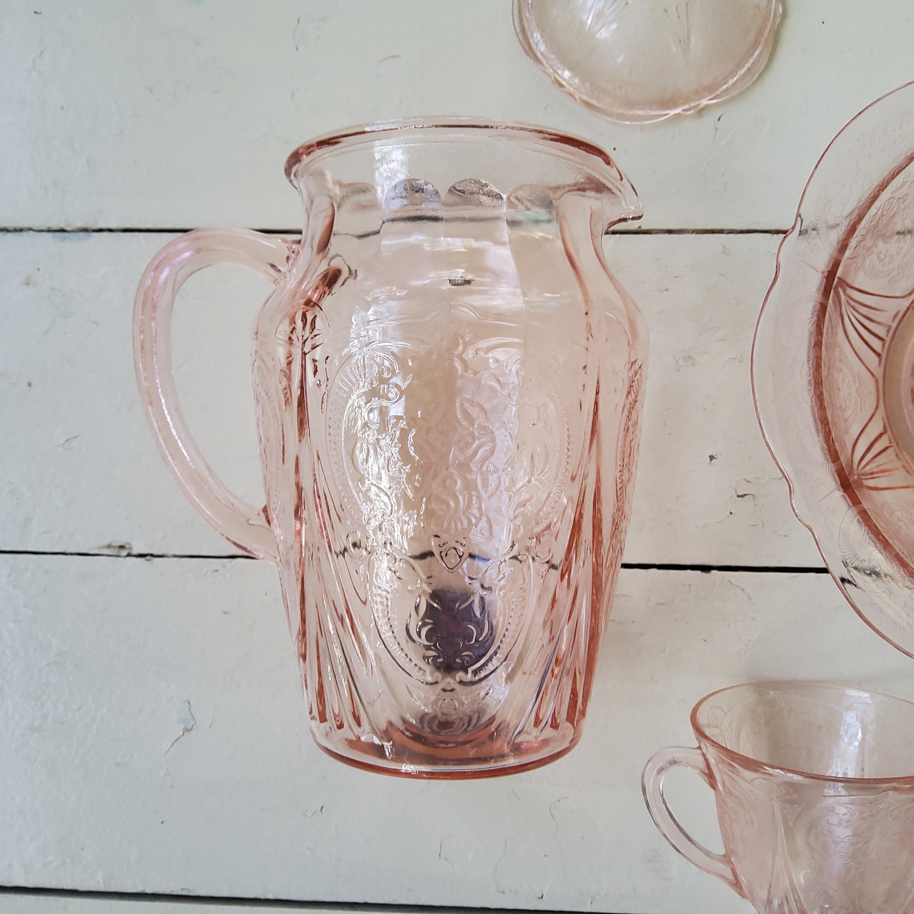 Royal Lace Hazel Atlas Pink Depression Glass - Tumblers, Pitcher