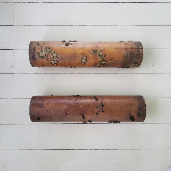 Industrial Wallpaper Roller Wood and Bronze Antique Wallpaper Roll