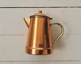 Cooper and Brass Kettle with Lid Vintage Kitchen