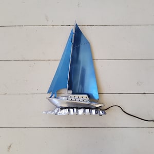 Vintage 1940 Chrome Sailboat Yacht Table Lamp Light