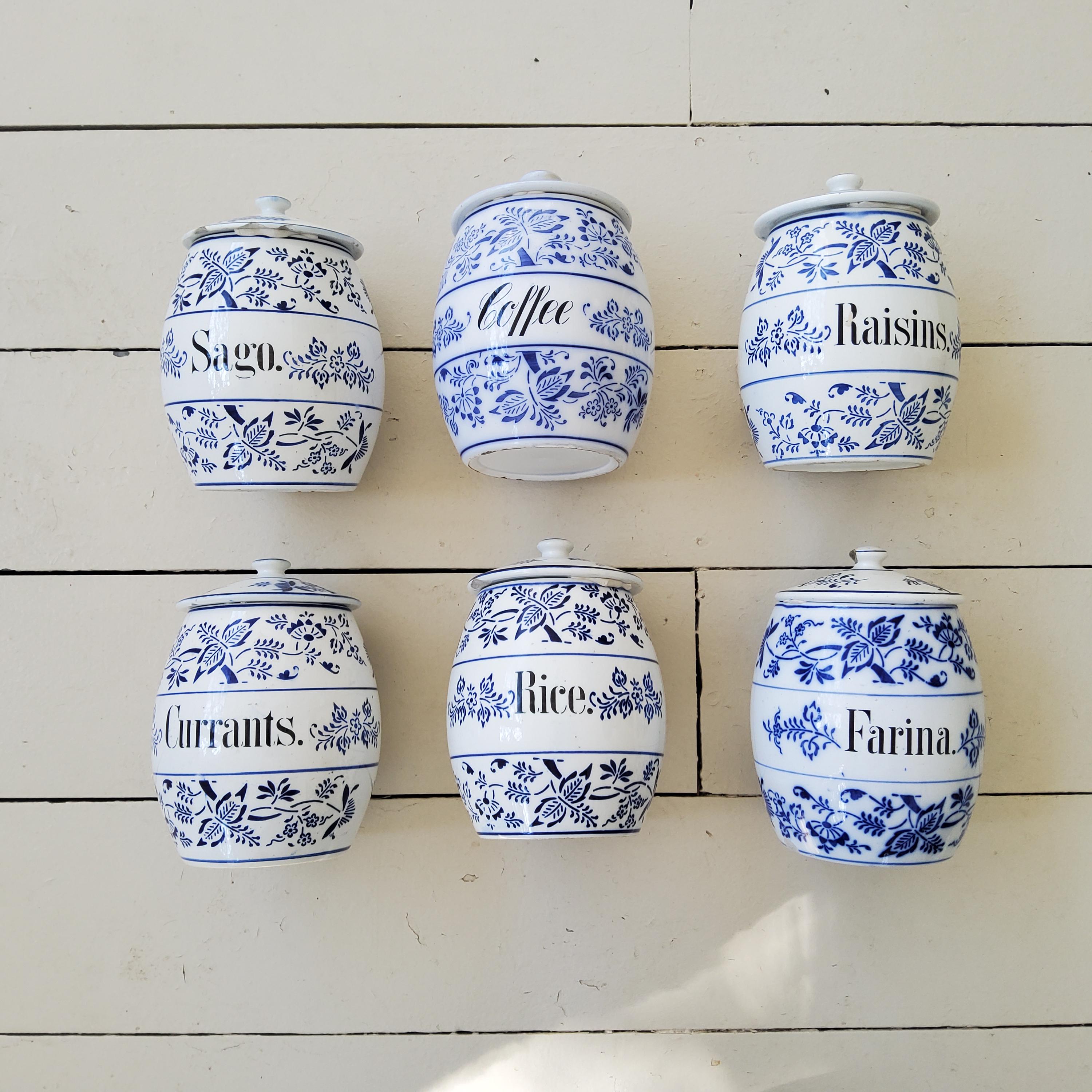 Blue Onion Canister – Ceramic Kitchen Jar (Sold Separately) Vintage Blue German Jars