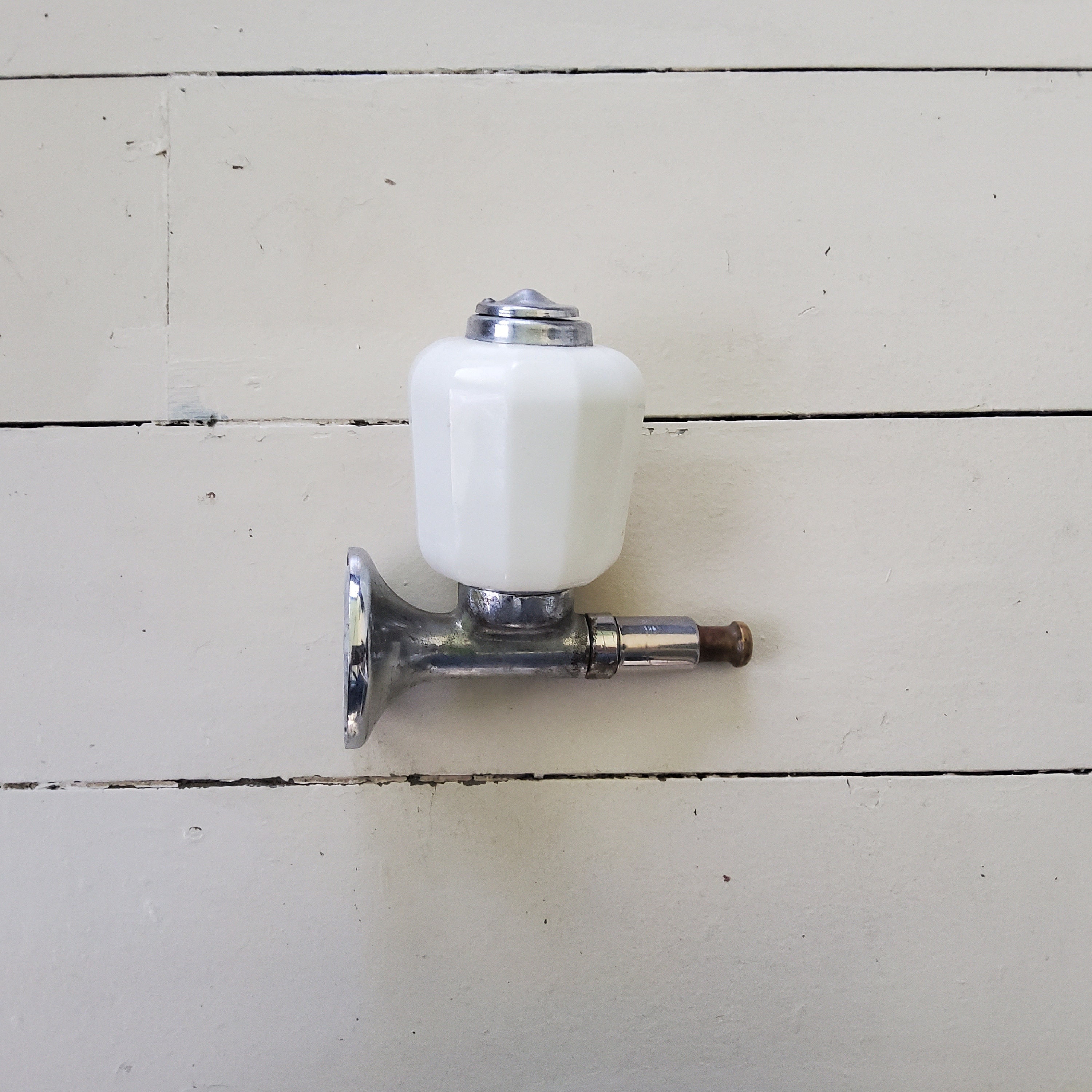 Antique Soap Dispenser Wall Mount Washroom Hardware Milk Glass Etsy UK