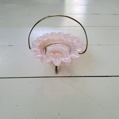 Pink and Vaseline shops Glass Candy Dish Vintage Bon Bon Dish Uranium Glass