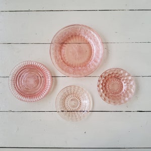 Pink Depression Glass Plates, Various Sizes and Patterns