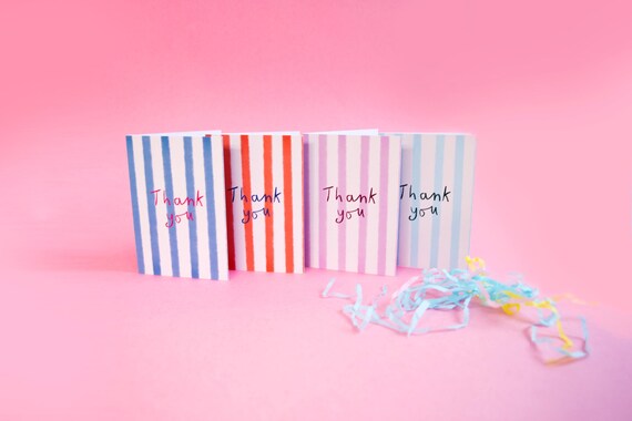 Striped Thank You Cards | Set of 4, A7 Mini Notes