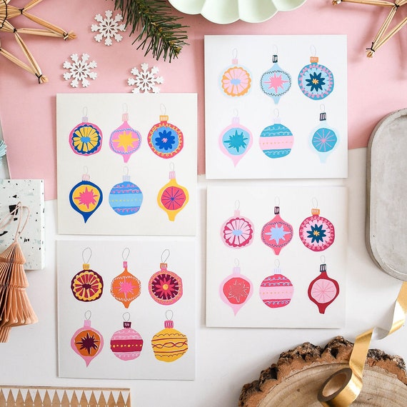 Christmas Card Pack | Christmas Card Multi Pack | Individual Designs |  Four in Pack | Christmas Ornament Cards