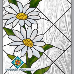 Daisy Stained Glass Pattern Intermedium. Digital PDF file for Instant Download - Flowers