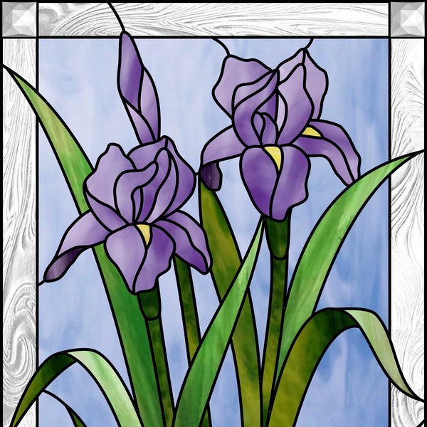 Iris Stained Glass Pattern .PDF Digital Instant Download Advance Level Flowers