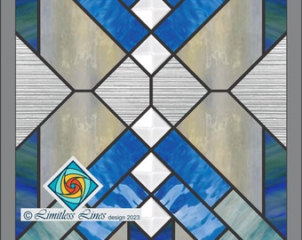 Easy Geometric Stained Glass Pattern PDF | Beginner DIY Project | Straight Lines, 42 Pieces |