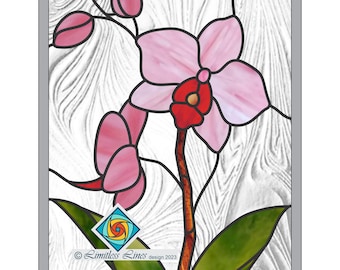 Orchid Stained Glass Pattern - Digital PDF file for Instant Download - Intermedium to Beginner Level - Flowers
