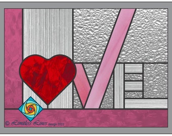 Love Heart Stained Glass Pattern: Geometric Design (digital