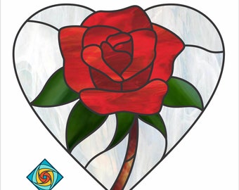 Rose Stained Glass Pattern - Digital PDF File for Instant Download - Beginners Level - Love Holidays