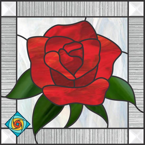 Rose Stained Glass Pattern - Digital PDF file for Instant Download - Beginners Level - Flowers