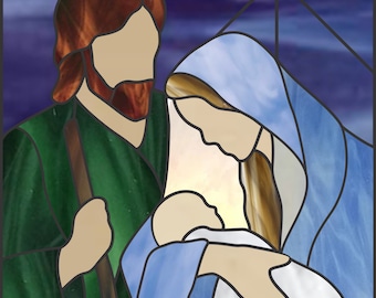 Christmas Nativity Stained Glass Pattern .PDF Digital Instant Download Intermediate