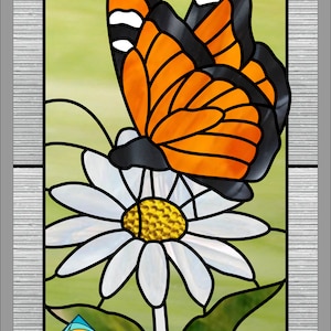 Butterfly Stained Glass Pattern PDF Download | Daisy Flower Design | Intricate Digital Project | Intermediate Level | Printable 9.5" x 15"