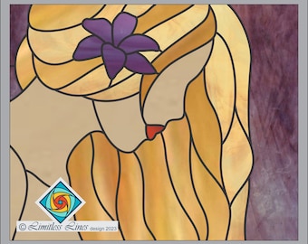 Woman Stained Glass Pattern - Beginner to Intermediate Skill Level - Instant Download- Small Size - People