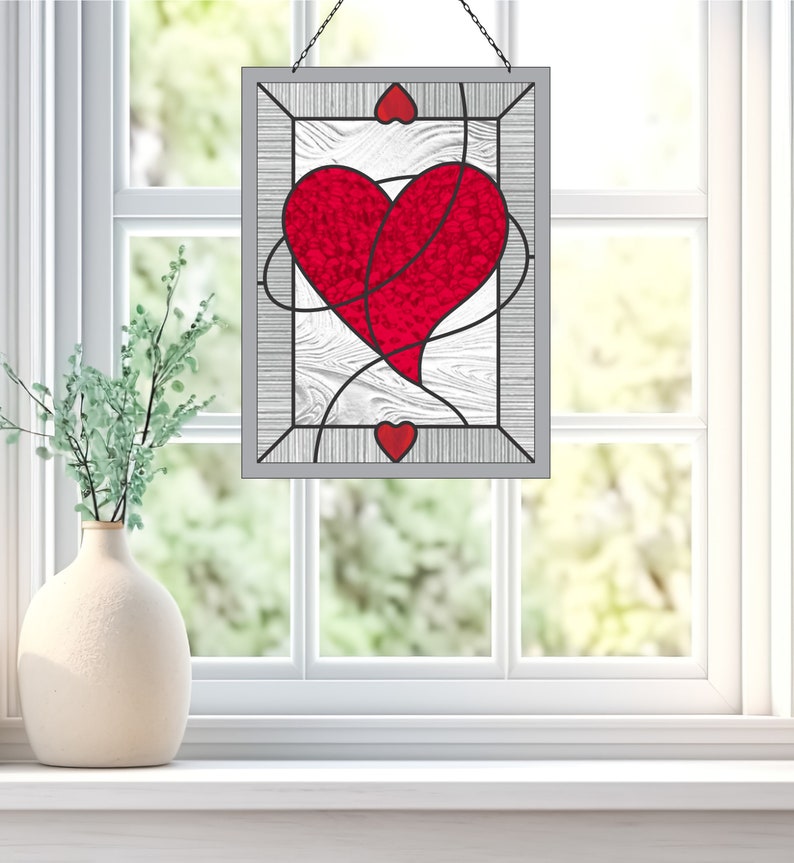 Swirl Valentine Heart Stained Glass Pattern for Beginners. Digital PDF