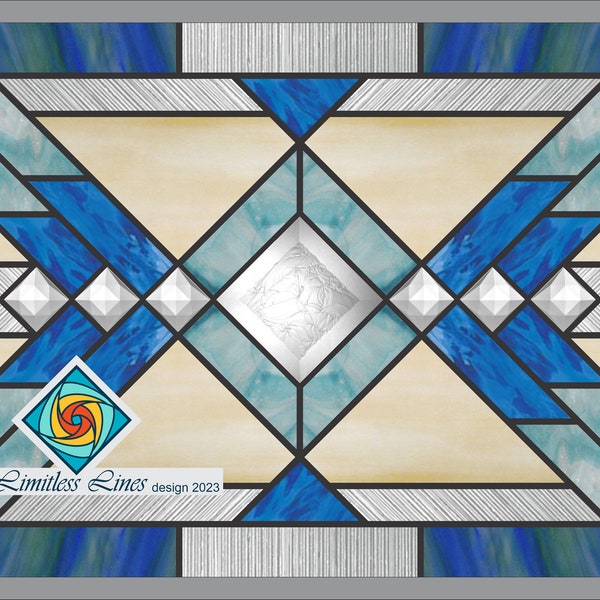 Geometric Stained Glass Pattern - PDF file to download - Beginners Skill Level - Instant Download -  Geometric