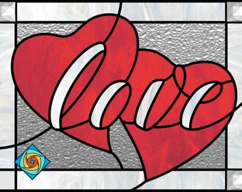 Hearts Stained Glass Pattern: Love Design (PDF Download)