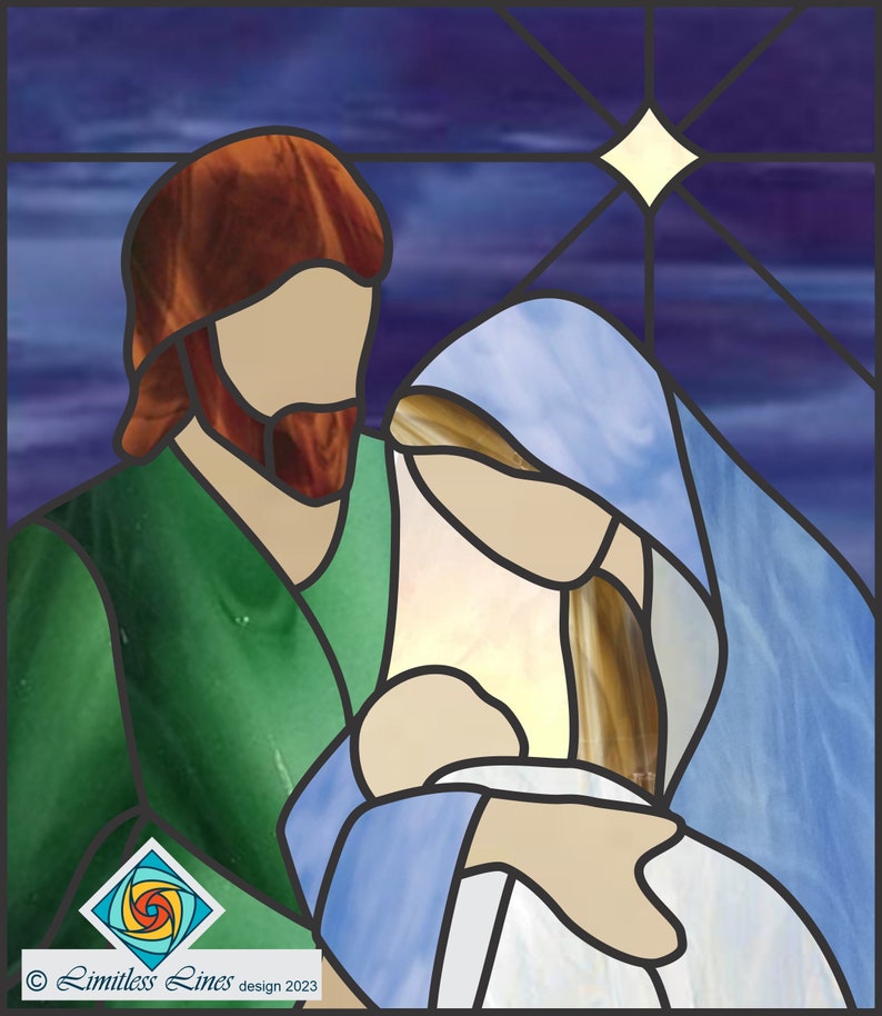 Nativity Scene Stain Glass Design .PDF Pattern Easy Digital Instant
