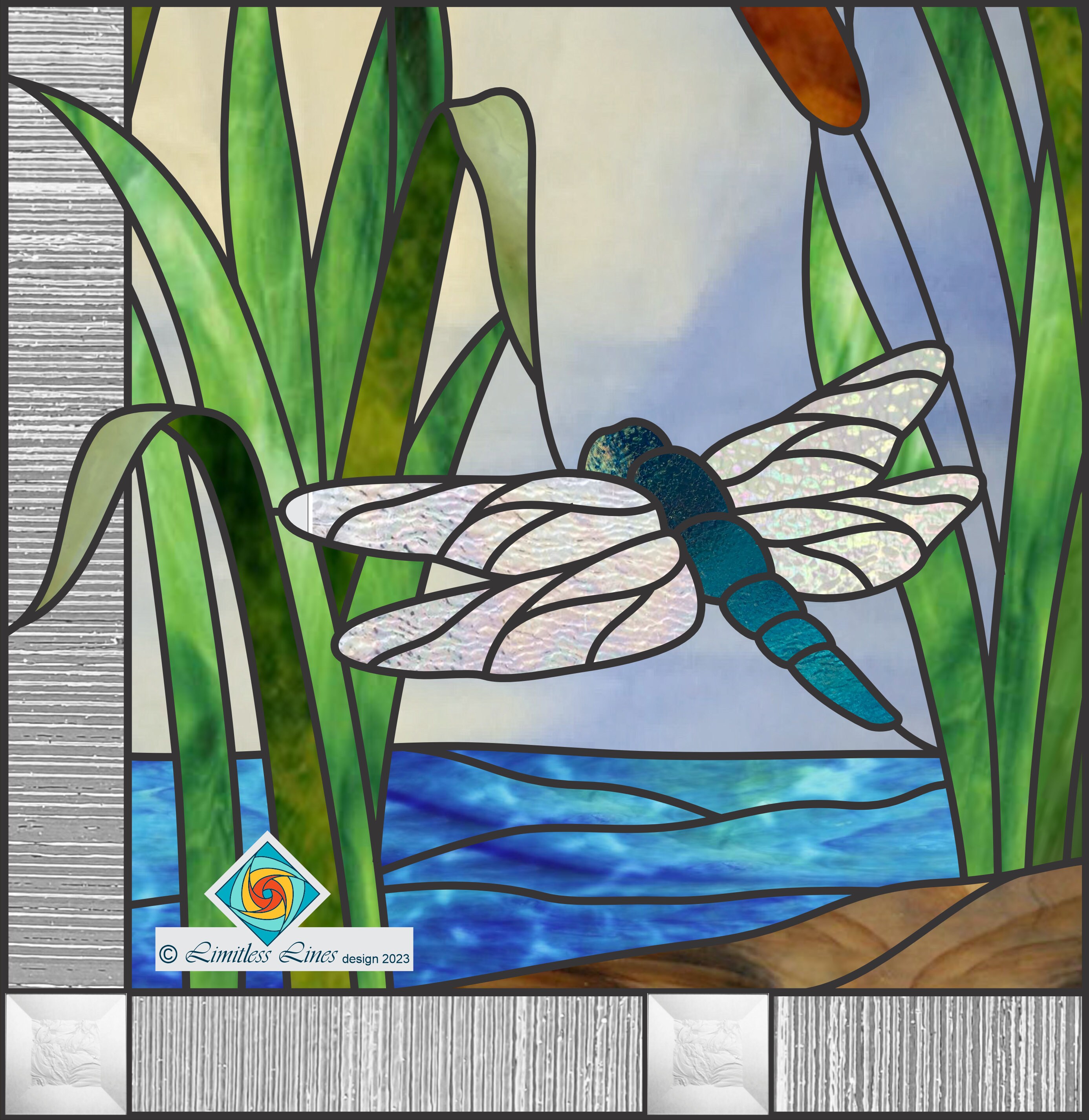 Dragonfly Stained Glass Pattern .PDF Digital Instant Download Advance