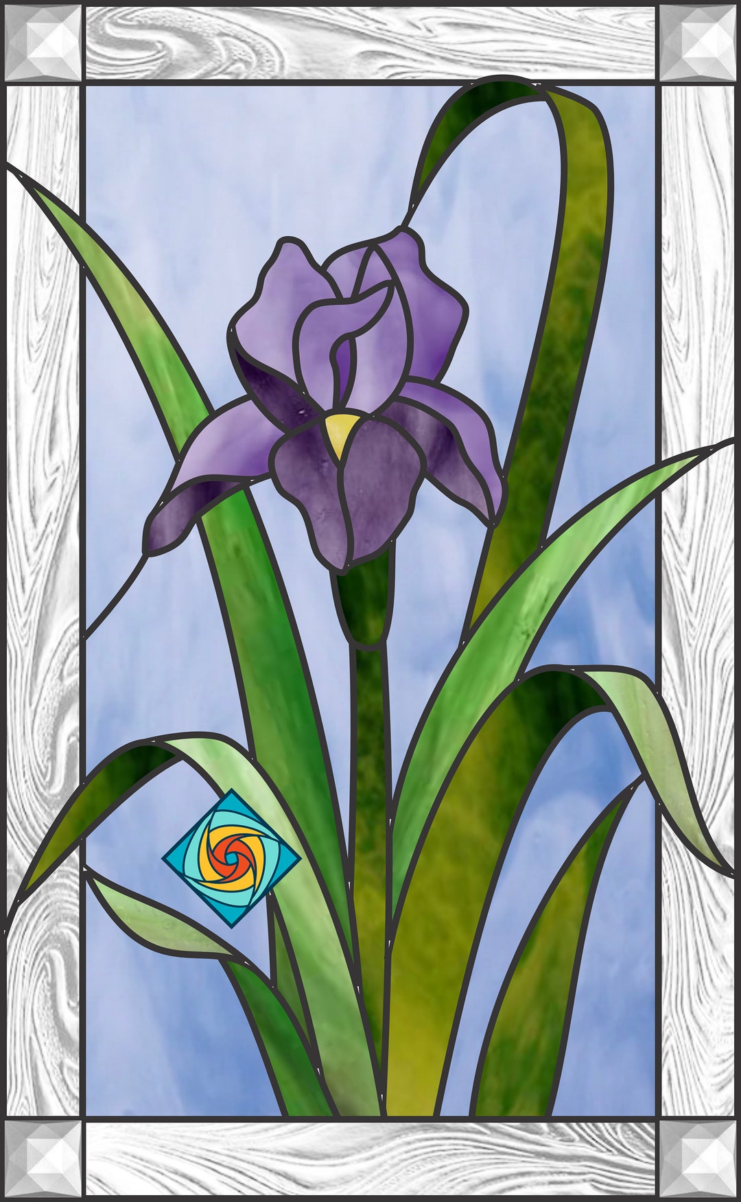 Iris Stained Glass Pattern .PDF Digital Instant Download Intermediate ...