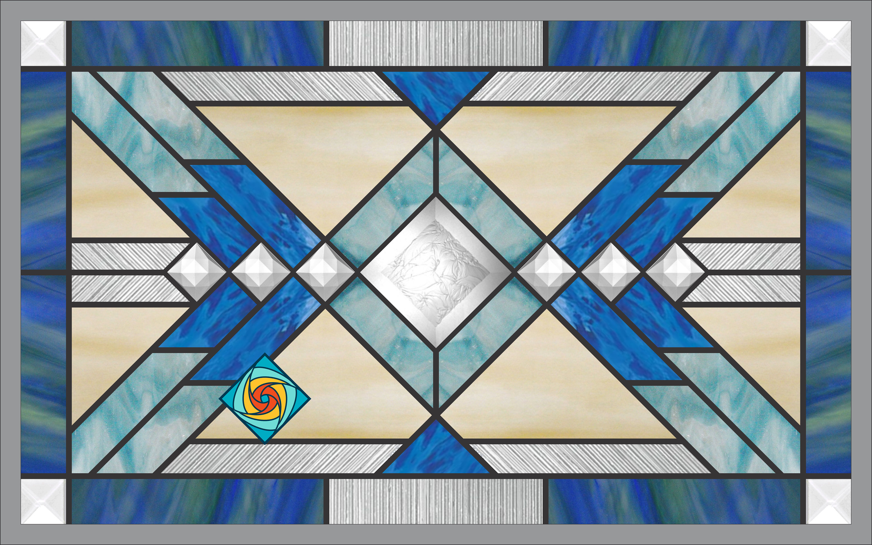 Patrón de vitral geométrico PDF – 10×16 pulgadas, 58 piezas, para principiantes, descarga instantánea + SVG