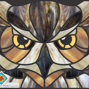 Owl Stained Glass Pattern - PDF File for Instant Download - Intermediate Level - Birds