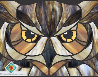 Owl Stained Glass Pattern - PDF File for Instant Download - Intermediate Level - Birds