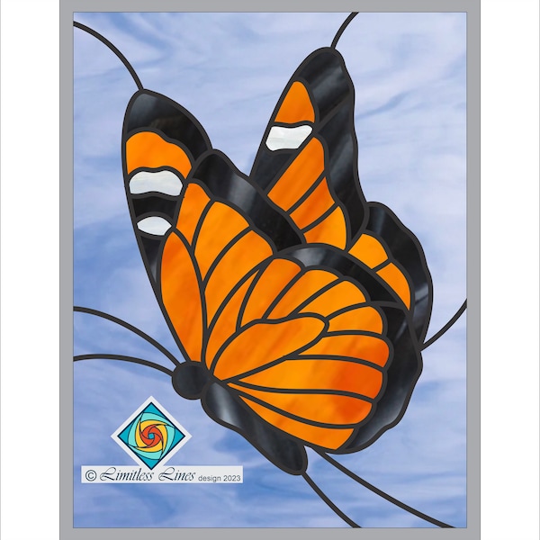 Butterfly Stained Glass Pattern - Digital PDF file for Instant Download - Intermedium to Beginner Level - Animals