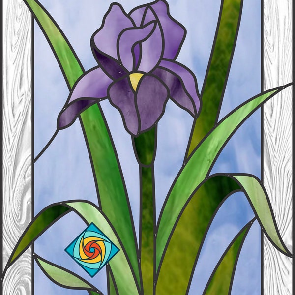 Iris Stained Glass Pattern .PDF Digital Instant Download Intermediate Flowers