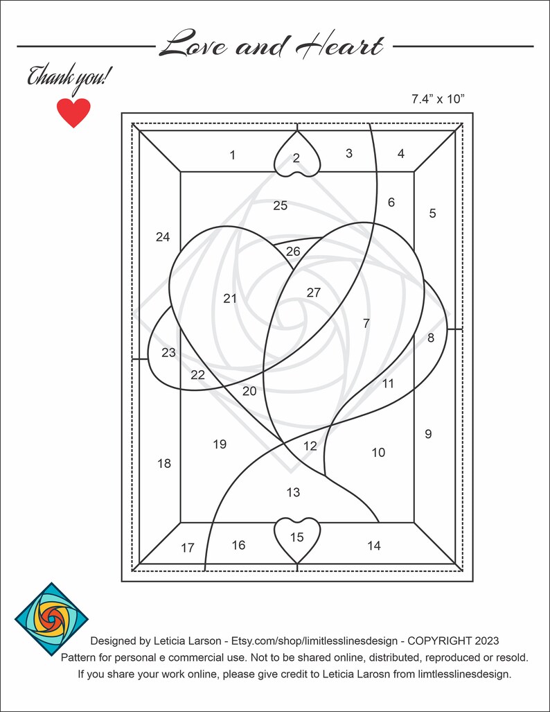 Swirl Valentine Heart Stained Glass Pattern for Beginners. Digital PDF ...